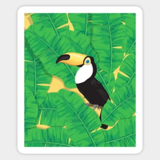 Toucan and banana leaves Sticker